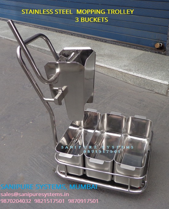 SS 3-Bucket Mopping Trolley